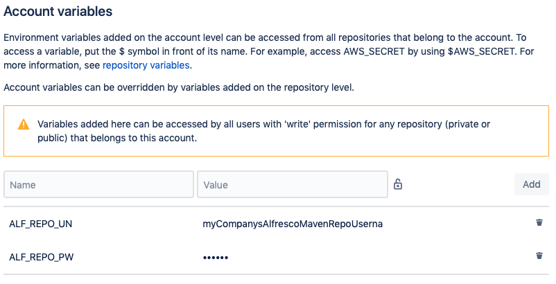 Continuous Integration of Atlassian and Alfresco – Account Variables