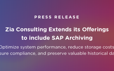 Zia Consulting Extends its Offerings to include SAP Archiving